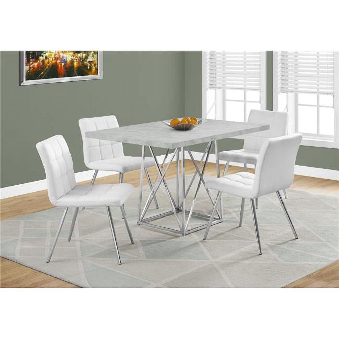 Contemporary 36" x 48" Grey Particle Board and Chrome Metal Dining Table