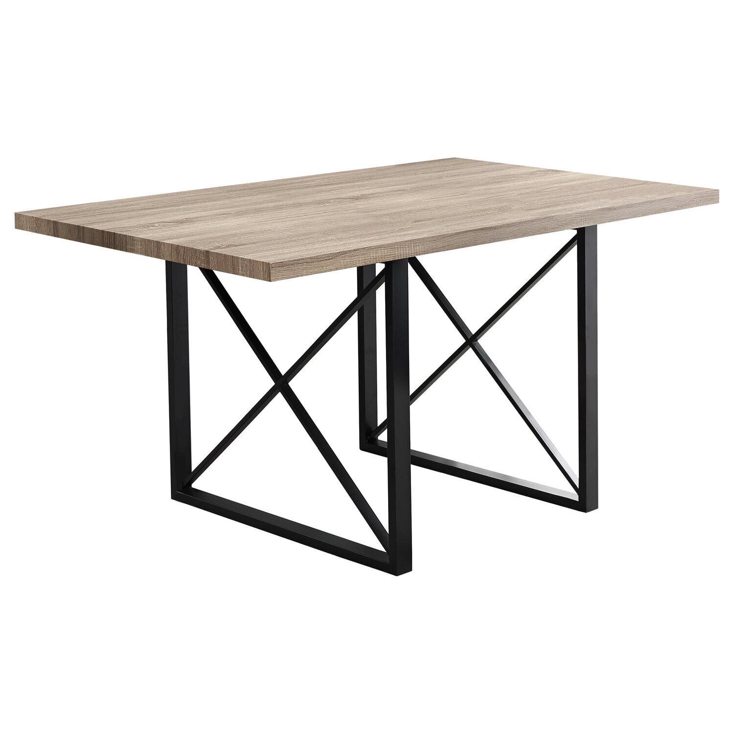 60" Dark Taupe and Black Wood Dining Table