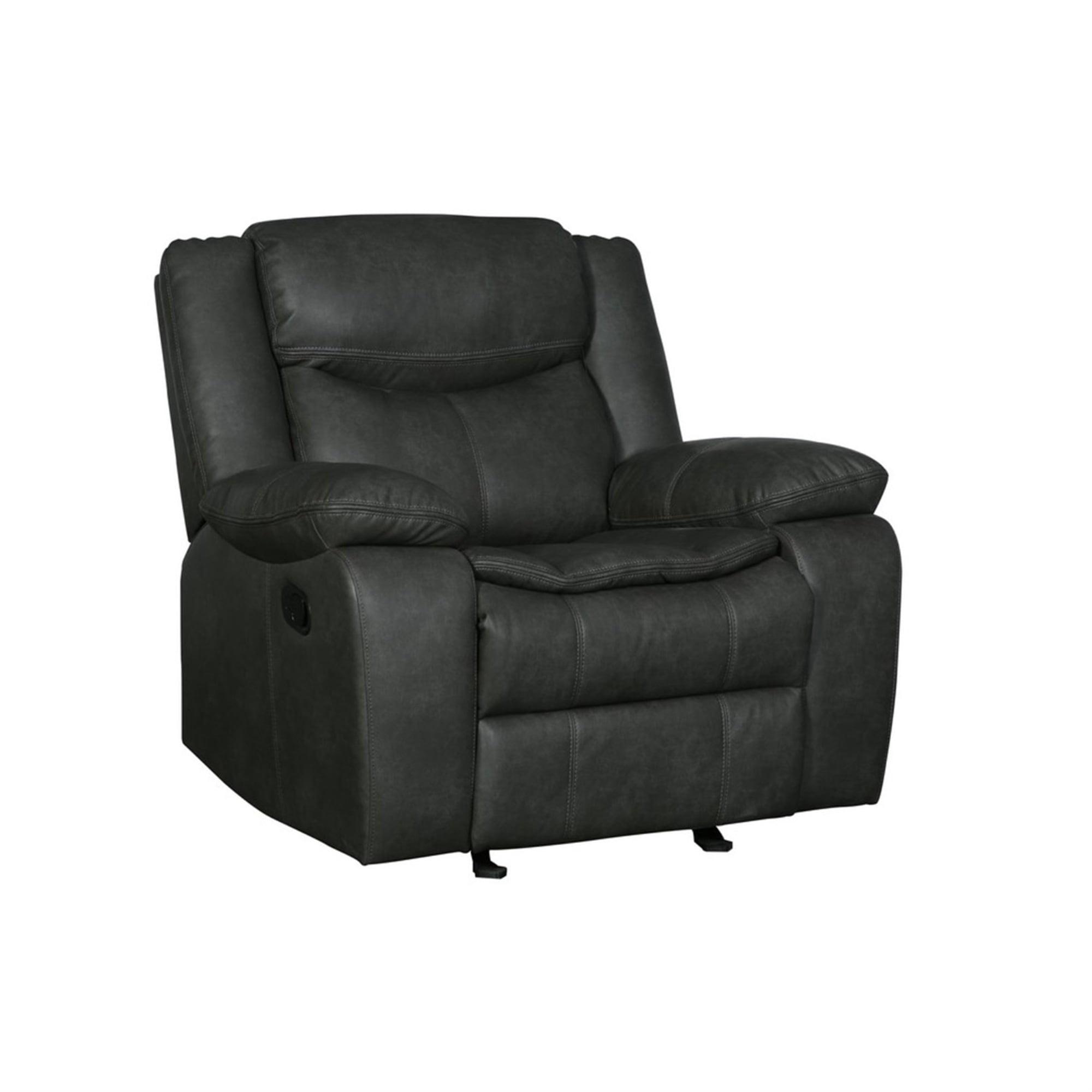 Modern Gray Faux Leather Recliner Chair