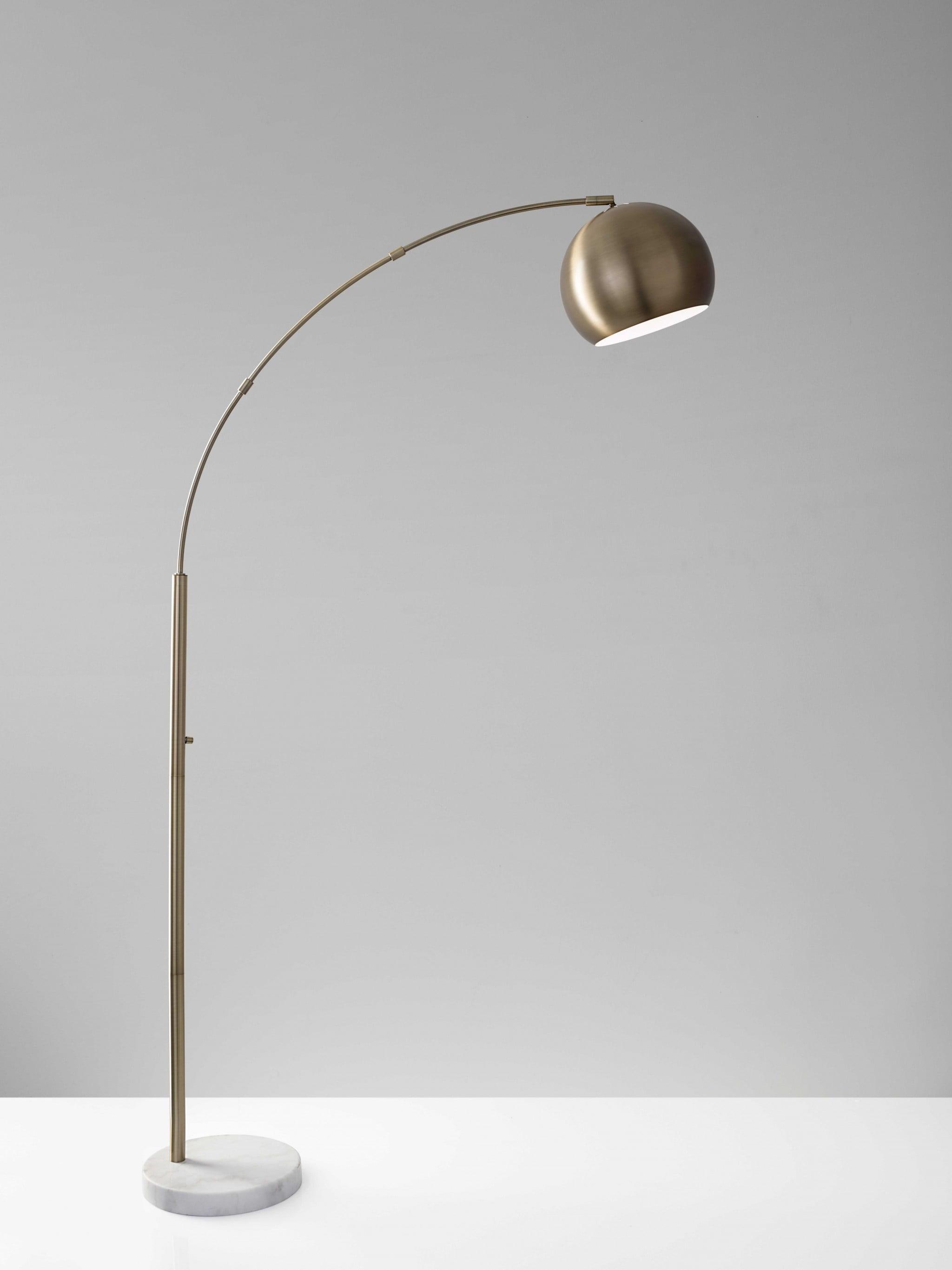 78" Brass Arc Floor Lamp with White Marble Base