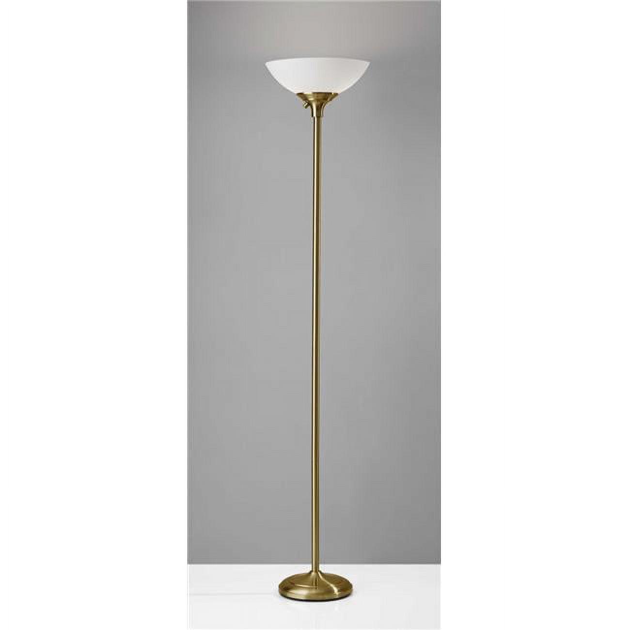 Elegant Brass Metal Torchiere Floor Lamp with 3-Way Switch and Bright Illumination