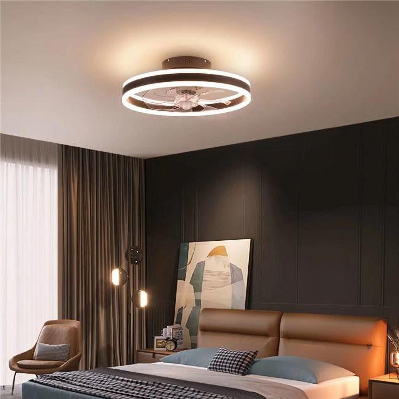 Elegant 7'' Brown Acrylic Ceiling Lamp with Invisible Fan and Remote