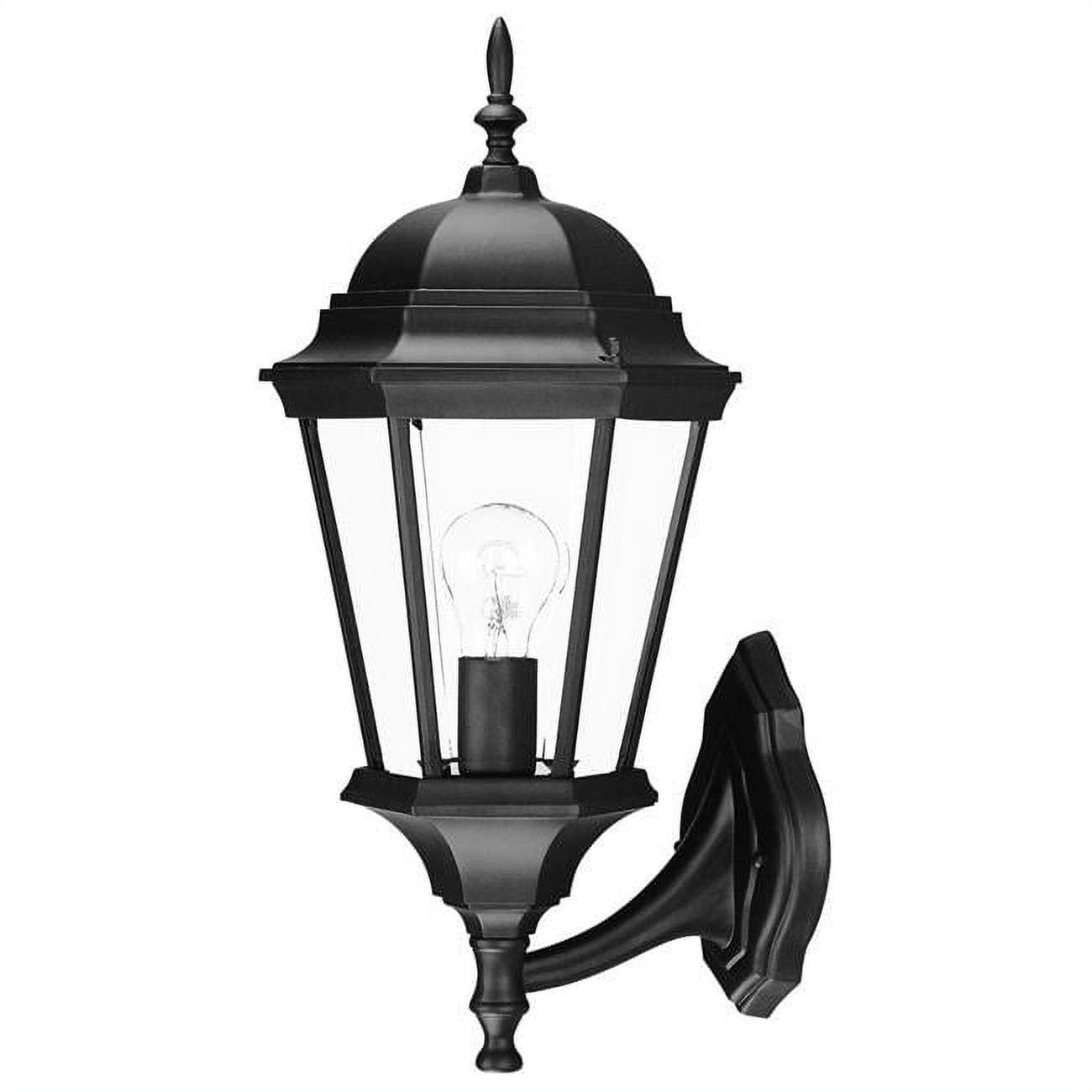 Matte Black Swing Arm Lantern Wall Light with Clear Glass