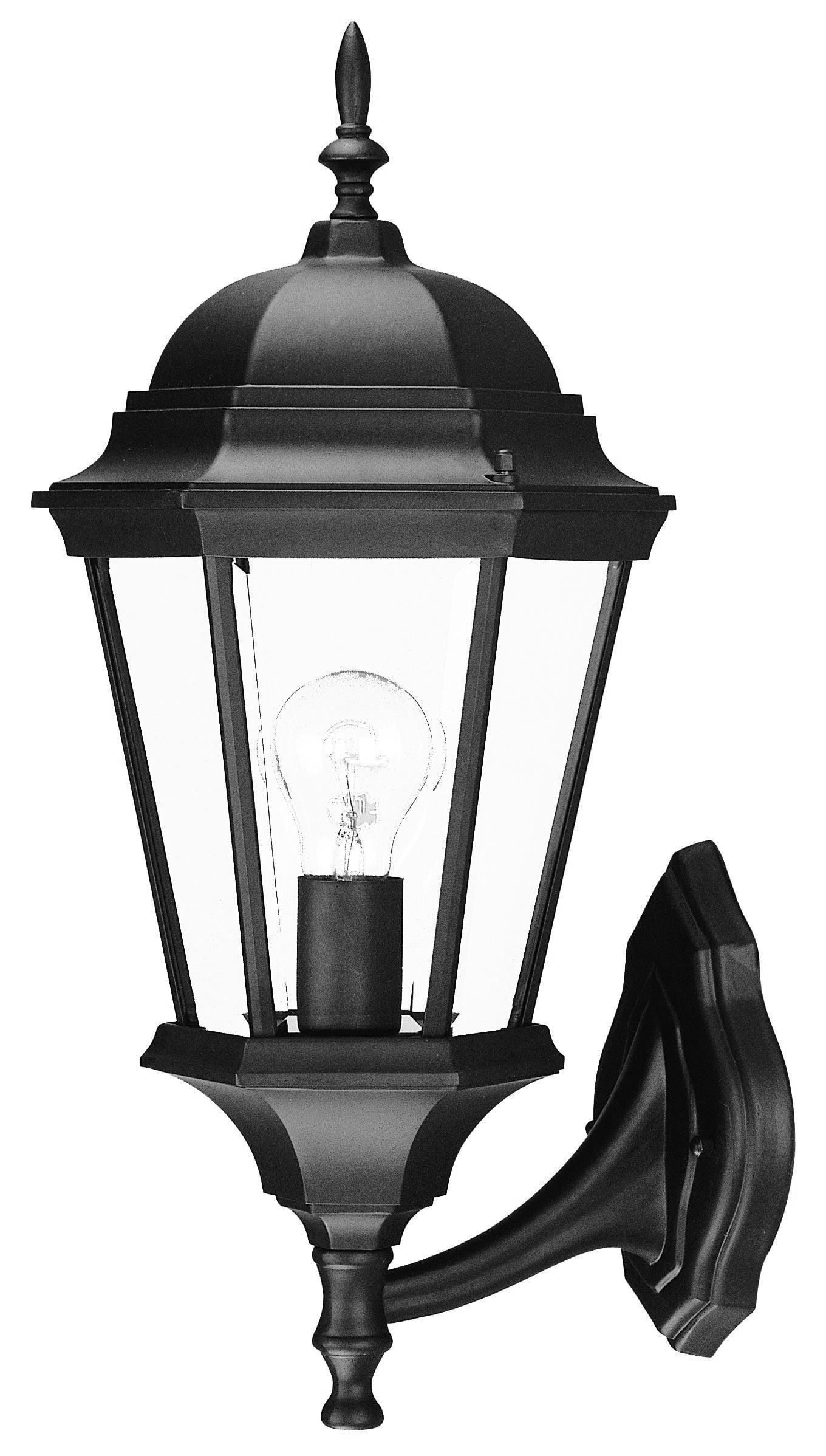 Matte Black Swing Arm Lantern Wall Light with Clear Glass