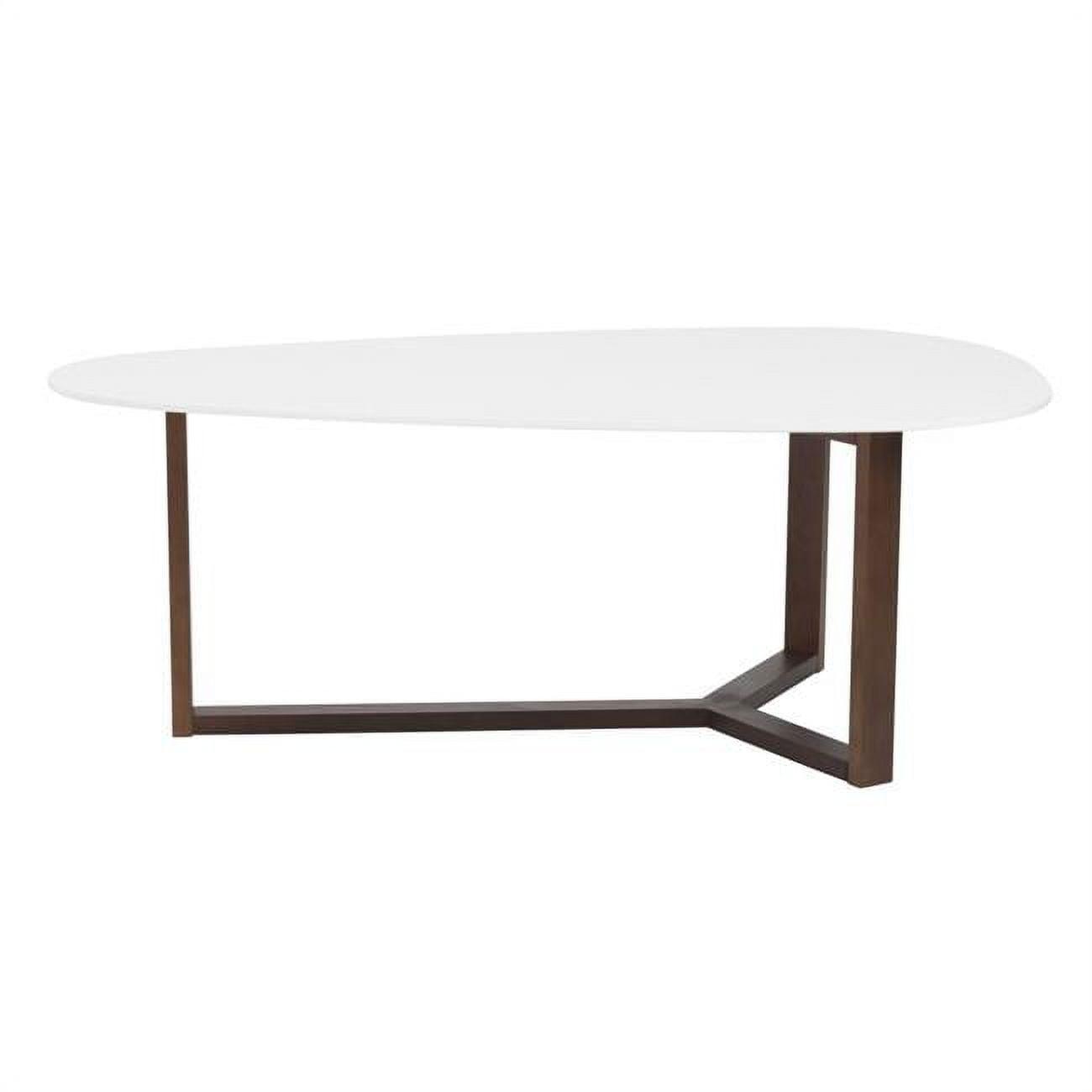 Triangular White and Walnut Lift-Top Coffee Table with Storage