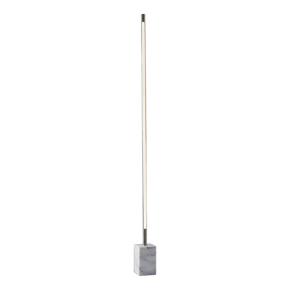 Sleek Ambient Glow LED Floor Lamp in Brushed Steel with White Marble Base