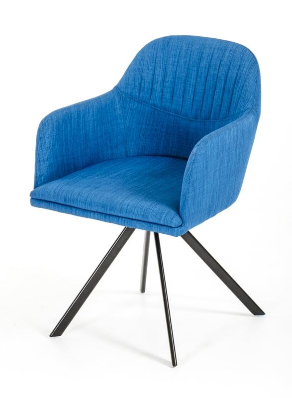 Sophia 31" Blue Fabric and Sleek Metal Parsons Dining Arm Chair