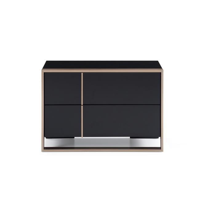 HomeRoots  Modern Right Nightstand - Black & Brushed Bronze
