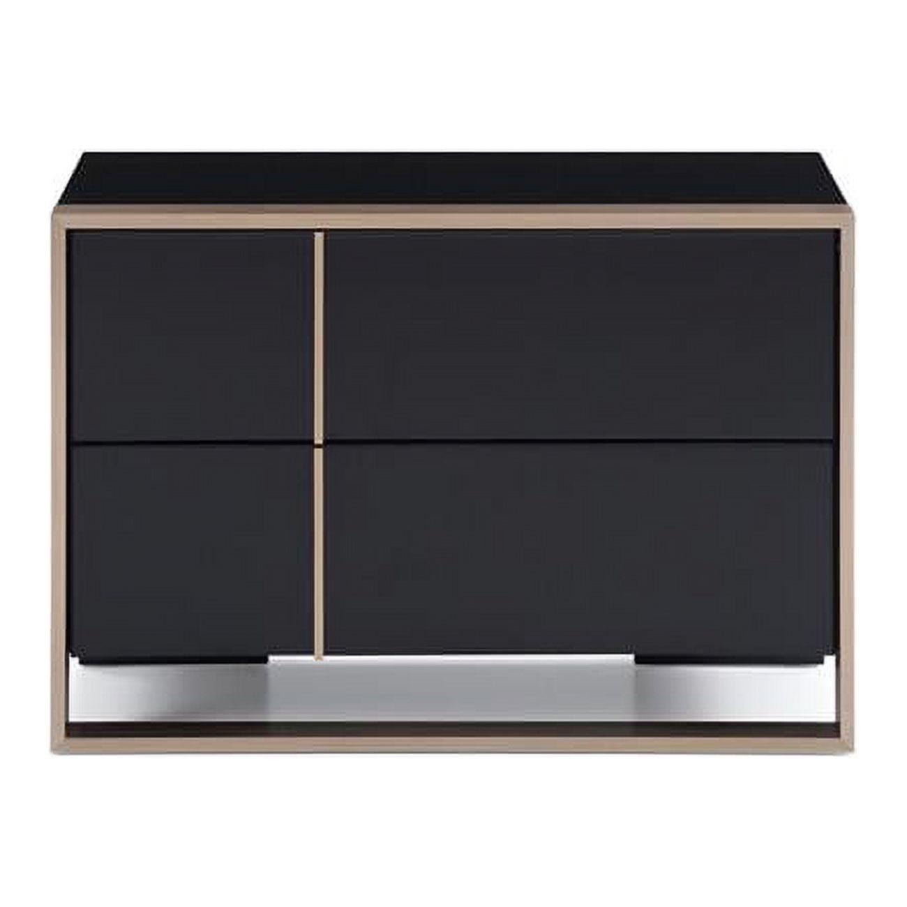 Modern Black and Brushed Bronze 2-Drawer Nightstand