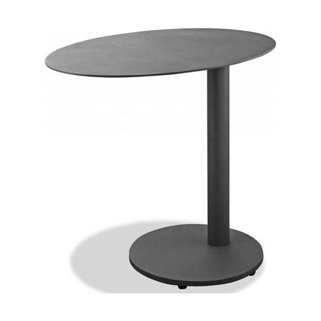 Contemporary 20" Round Stone and Metal Side Table in Powder Finish