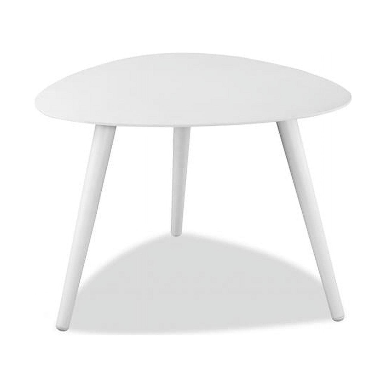 Contemporary Triangular White Stone & Metal Side Table