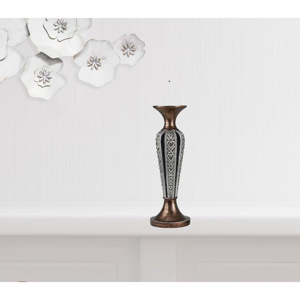 ZeaZu Set Of Two Brown And Black Pillar Tabletop Pillar Candle Holder