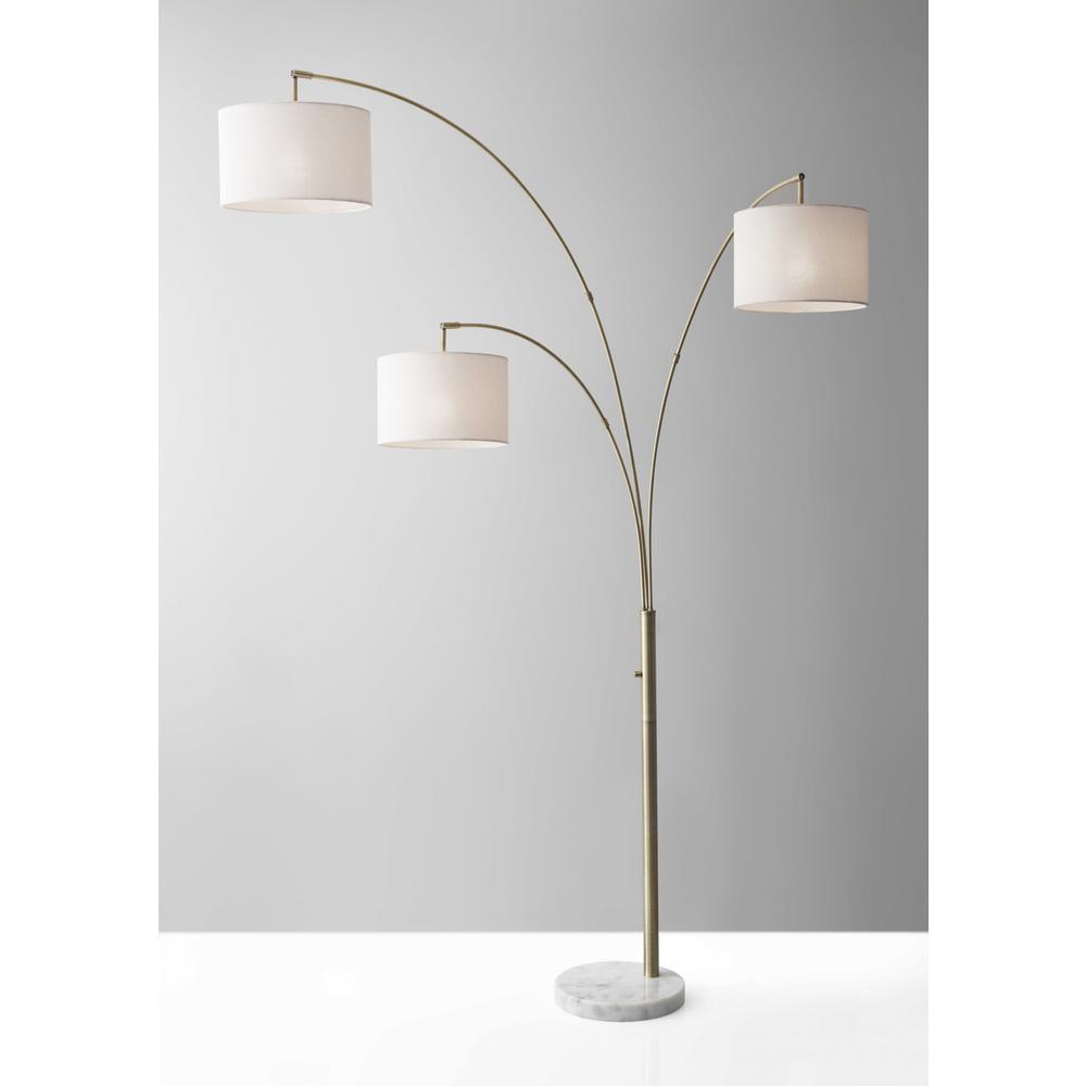 Brass Metal 3-Arm Arc Lamp, 35 x 52 x 74 in.