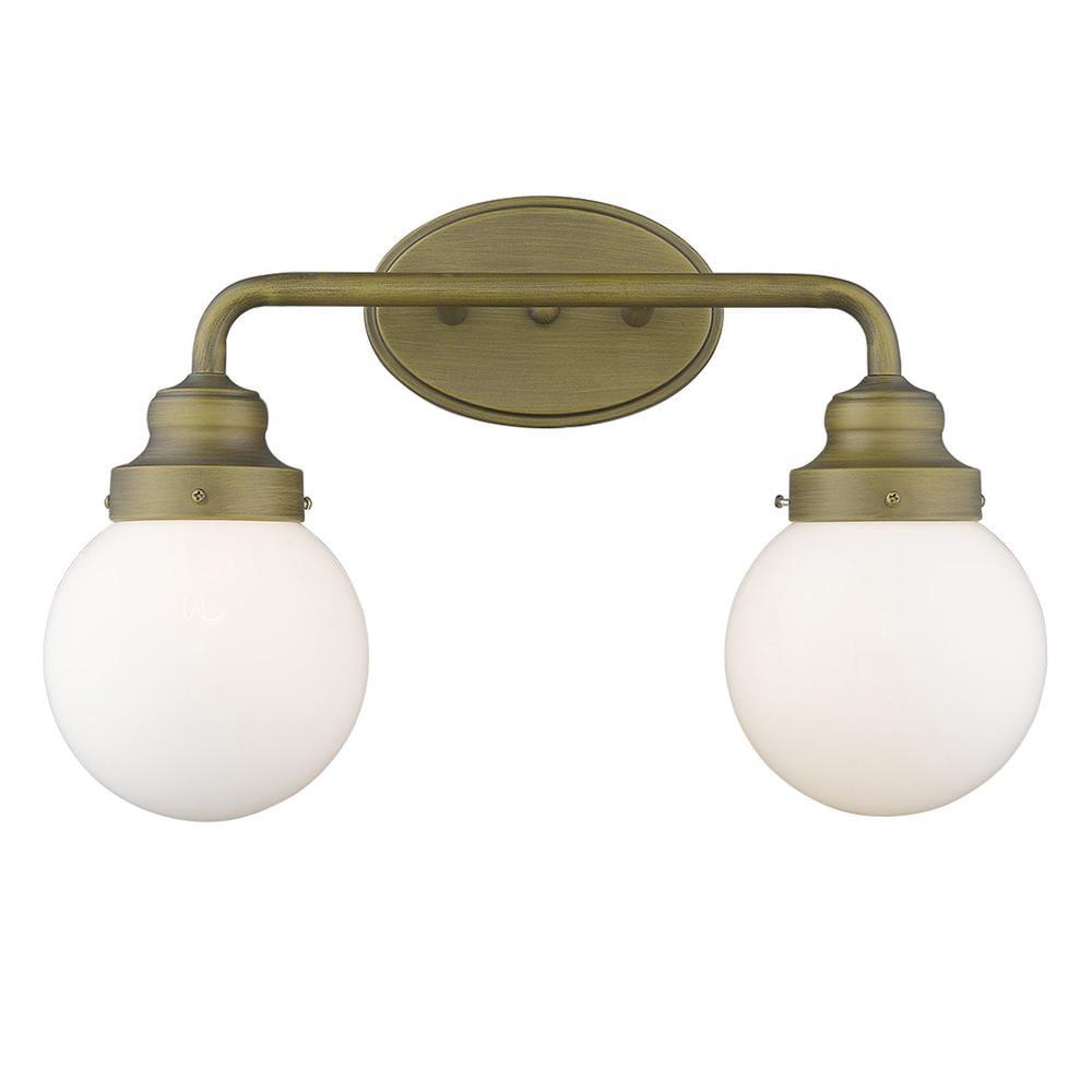 HomeRoots  11.75 x 18 x 6.75 in. Portsmith 2-Light Raw Brass Vanity Light
