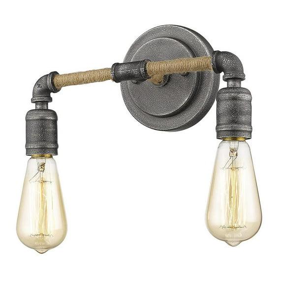 HomeRoots Two Light Industrial Textured Gray Wall Light