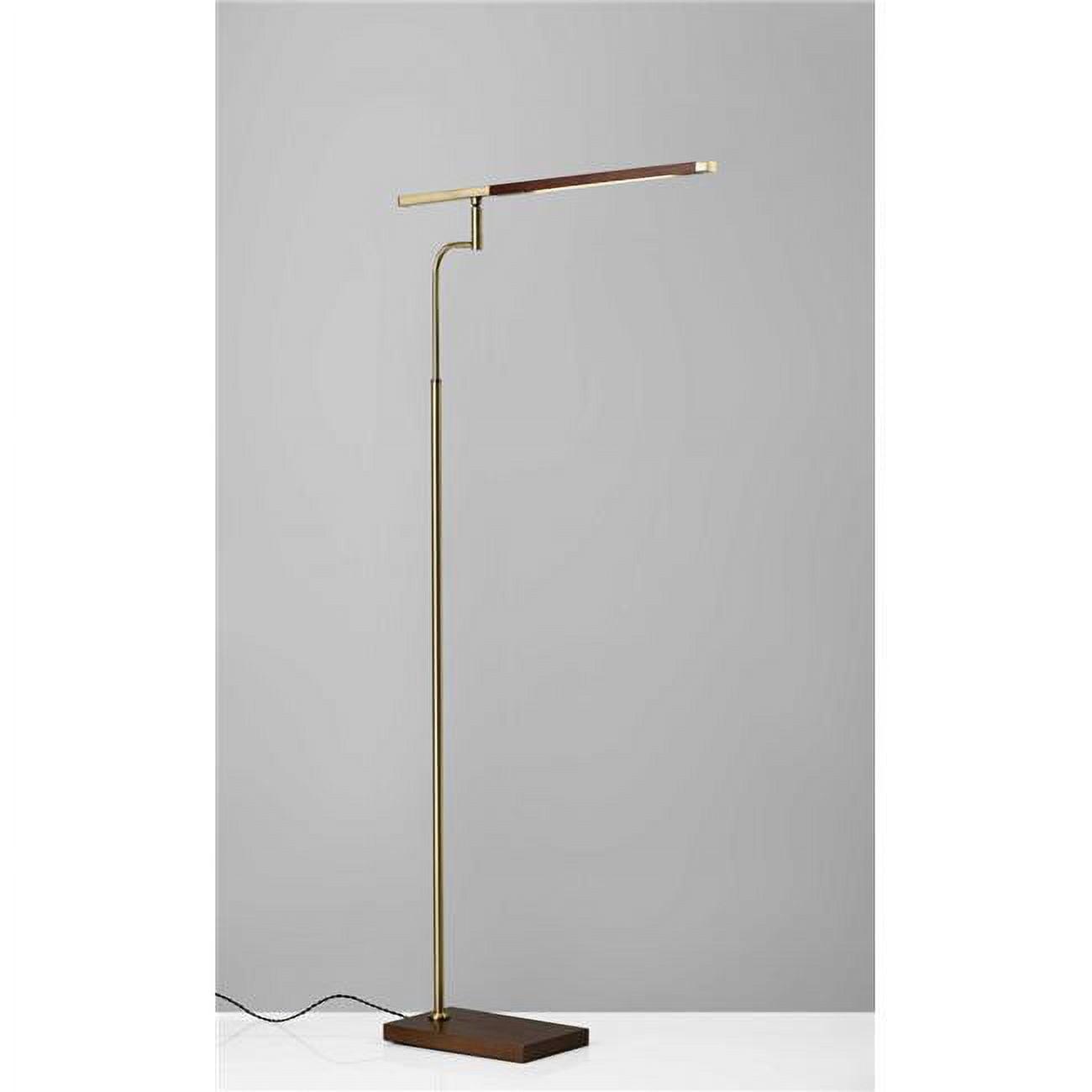 Adjustable Black Walnut Wood LED Floor Lamp with 3-Way Touch Switch