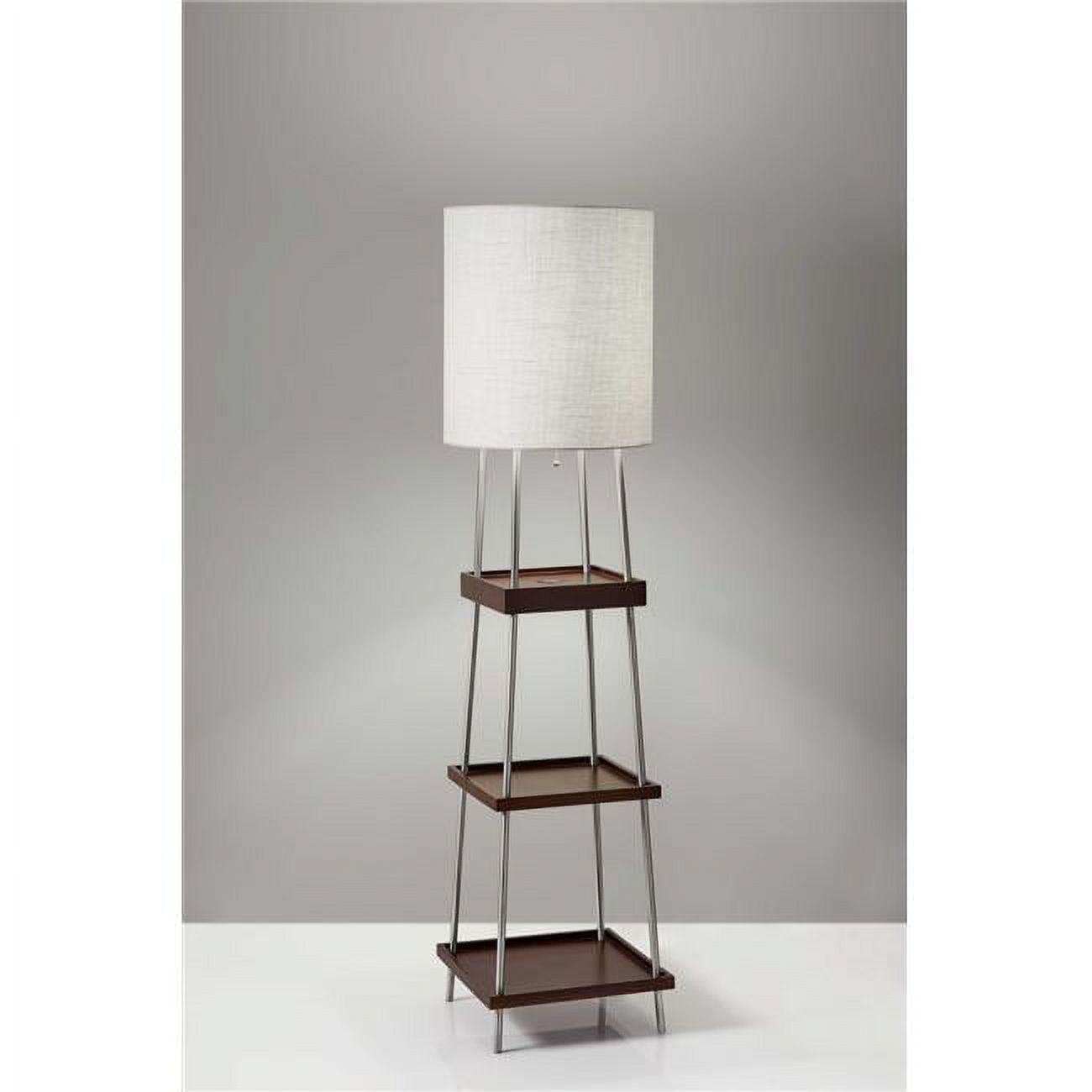 Sleek White 63'' LED Floor Lamp with Wireless Charging Shelf