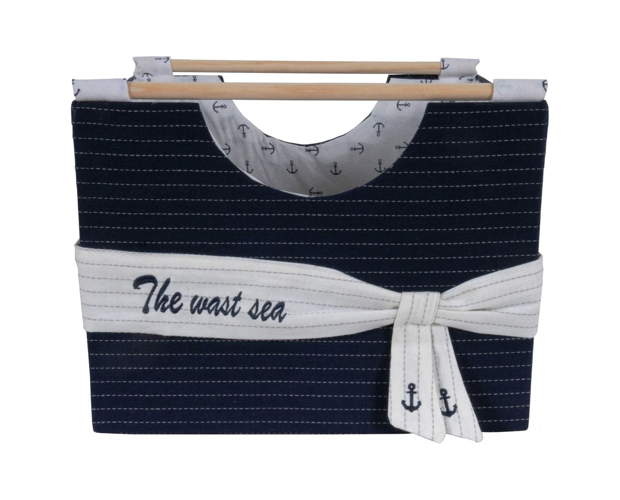 Elegant White & Blue Foldable Fabric Storage Basket Trio