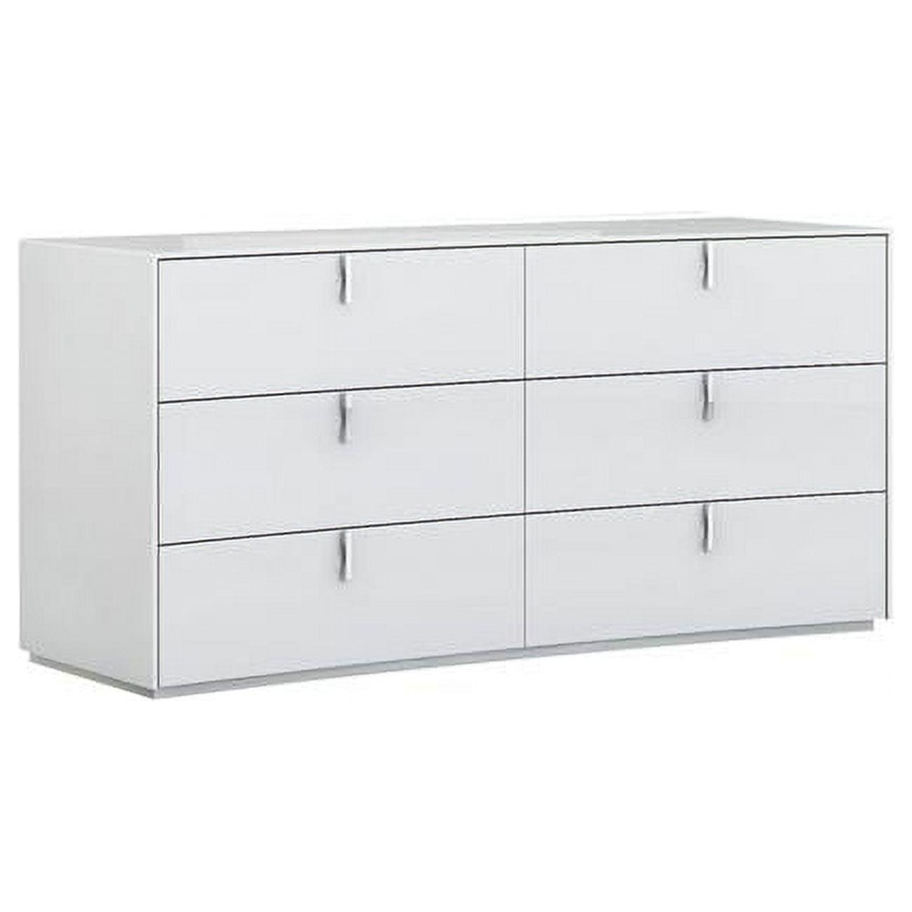 62" White High Gloss Modern Dresser with Six Drawers