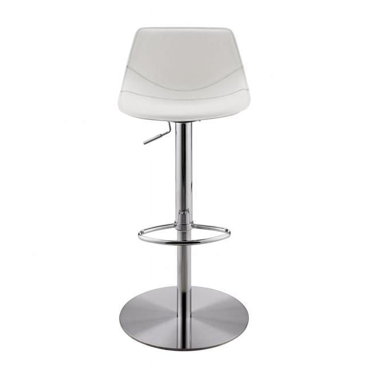 Adjustable Swivel White Leather & Metal Barstool 18.9 x 39.57 in