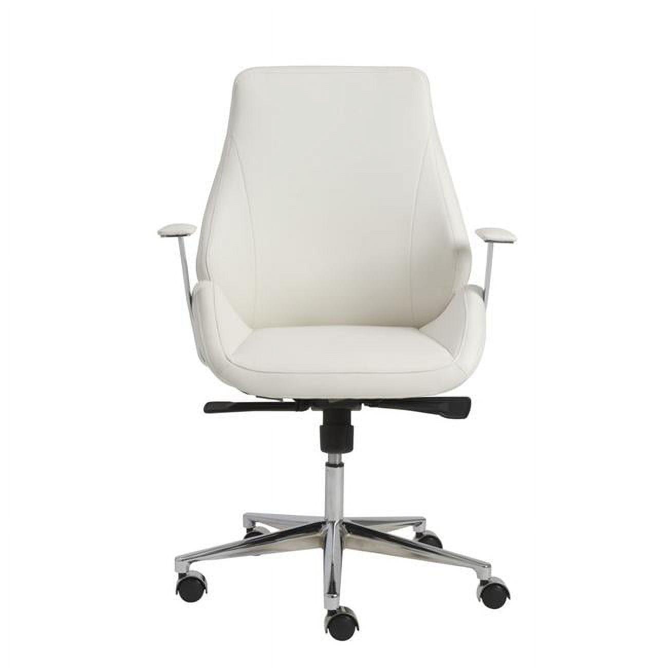 Elevate White Faux Leather Adjustable Office Chair with Metal Base