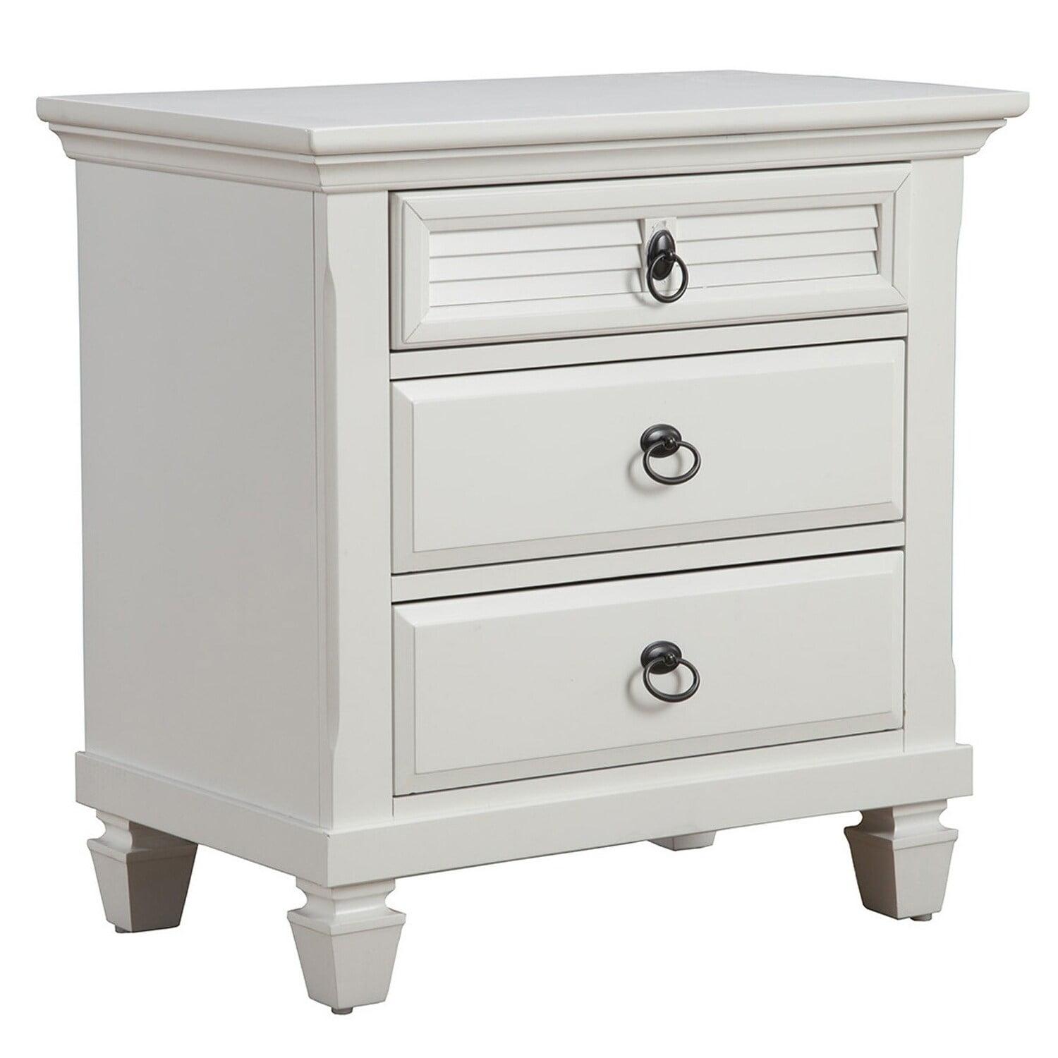 Winchester Pine White Transitional 3-Drawer Nightstand