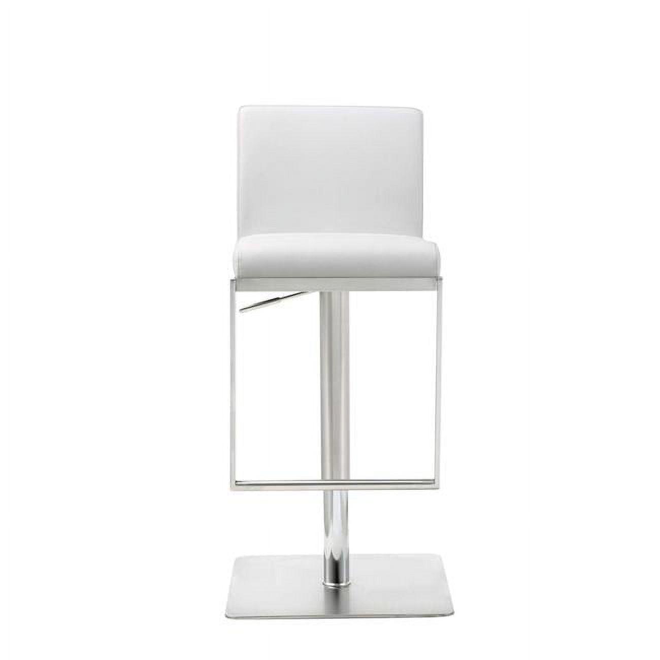 31" White and Silver Stainless Steel Swivel Bar Stool with Footrest