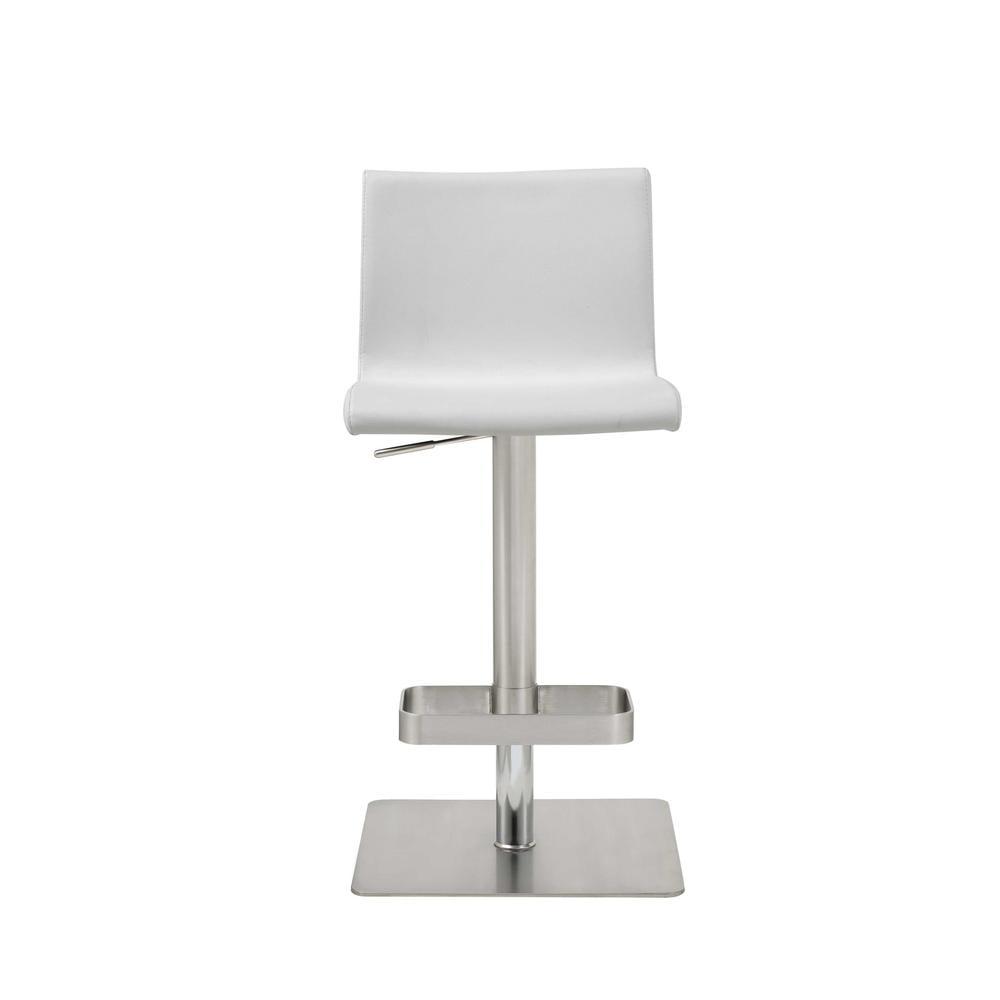 Contemporary White Faux Leather Counter Height Bar Stool with Stainless Steel Base