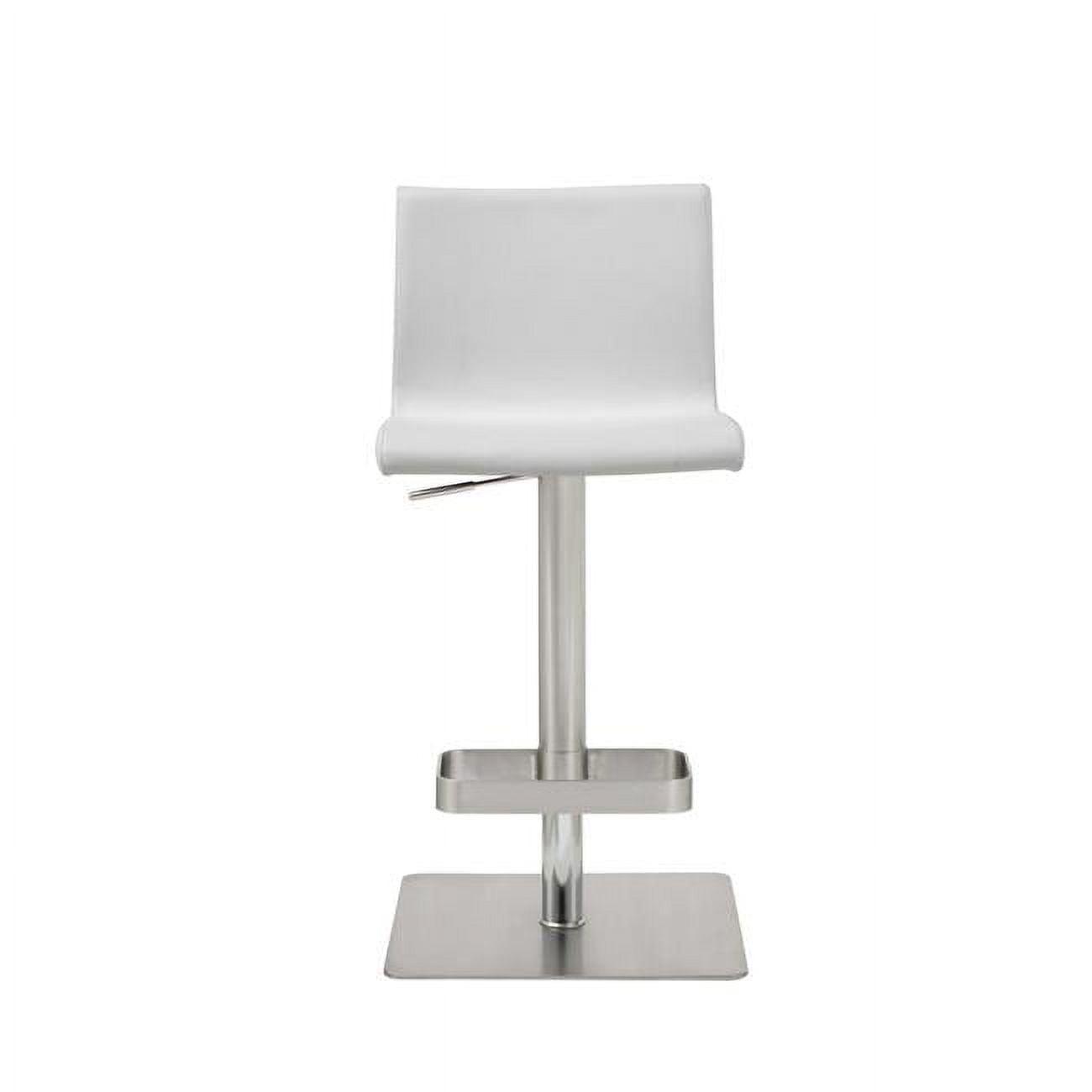 Contemporary White Faux Leather Counter Height Bar Stool with Stainless Steel Base