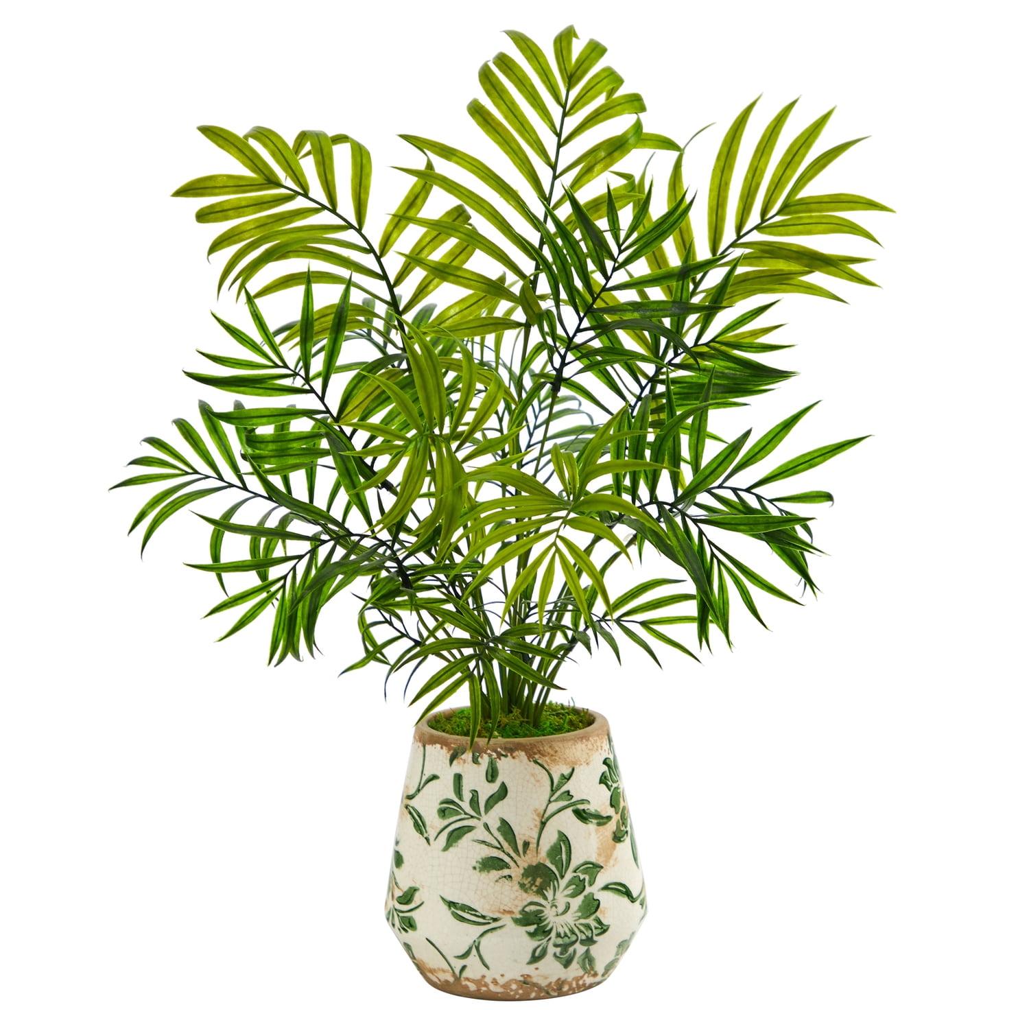 Primrue 18in. Mini Areca Palm Artificial Plant in Floral Vase