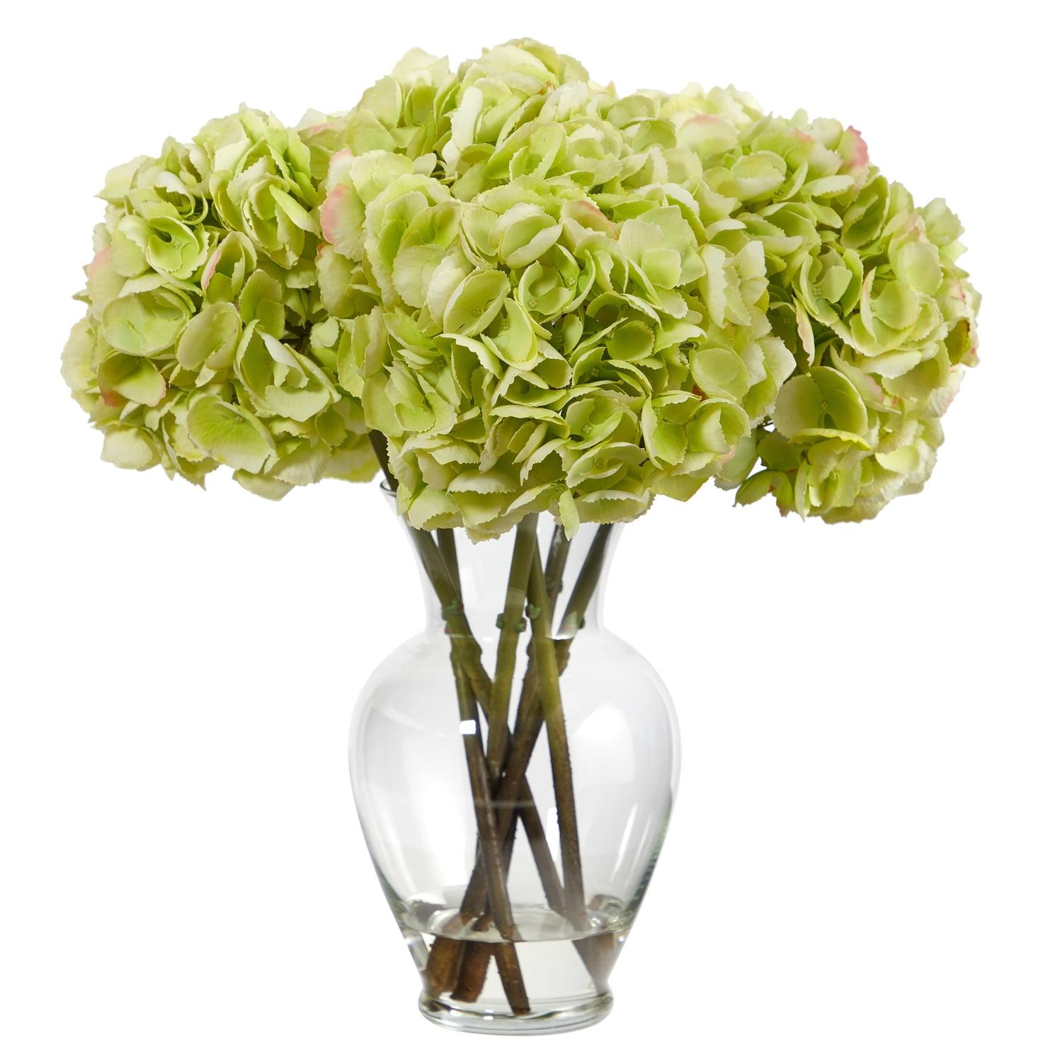 Elegant Hydrangea Artificial Arrangement in Glass Vase, 23" High