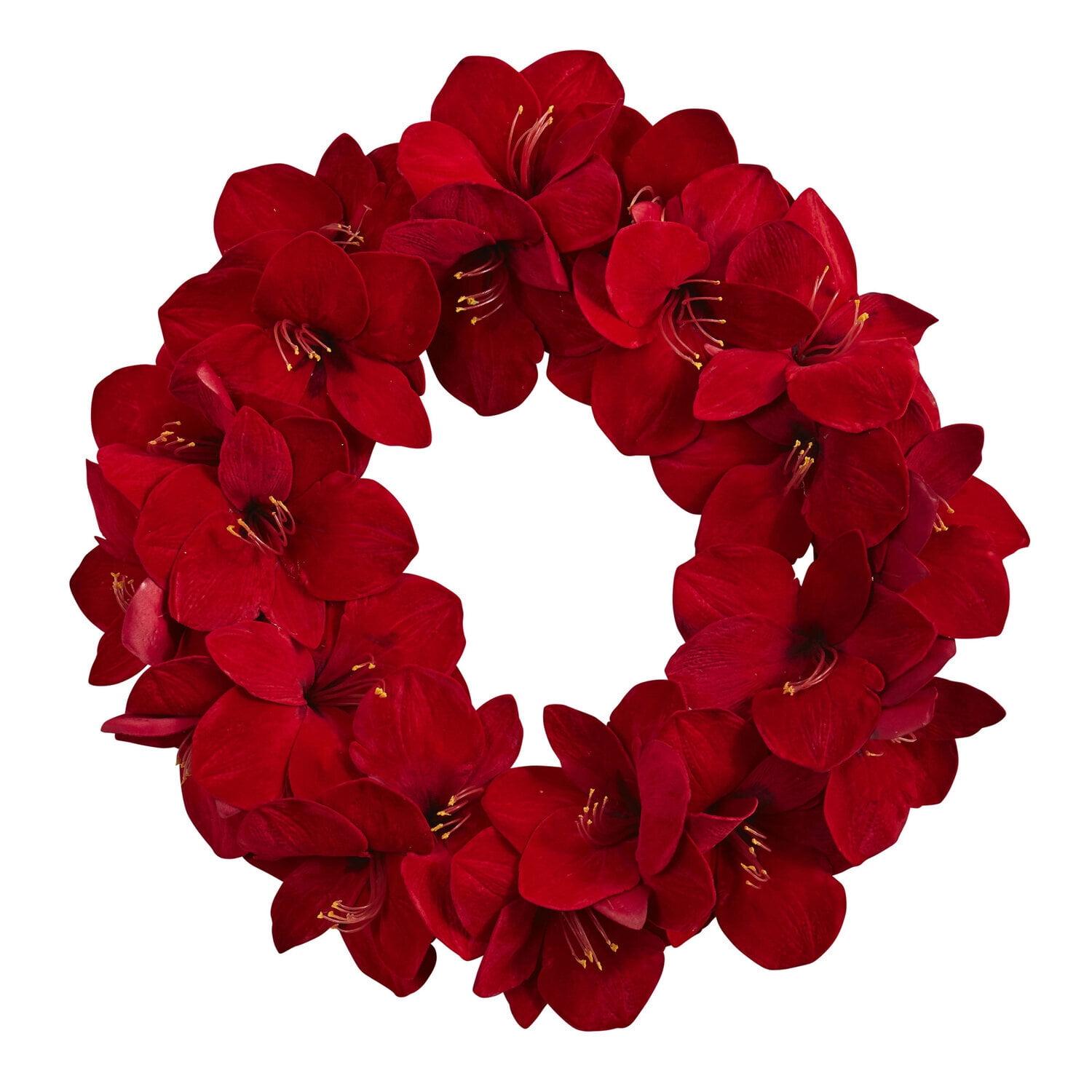 Nearly Natural 22” Amaryllis Wreath