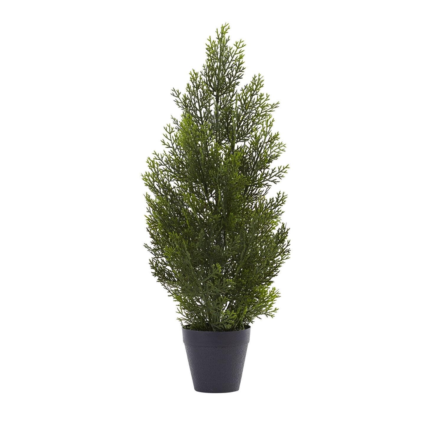 Mini Cedar Pine Tree 2' Green Silk Outdoor Topiary