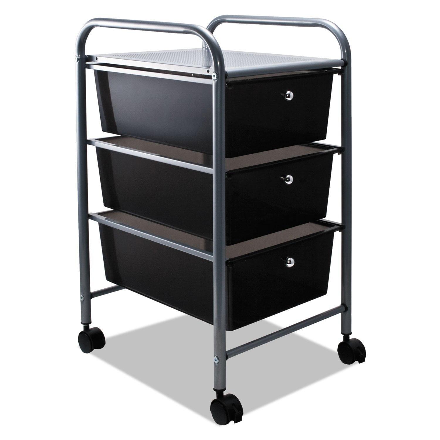 Advantus Black Metal 3-Drawer Rolling Organizer Cart