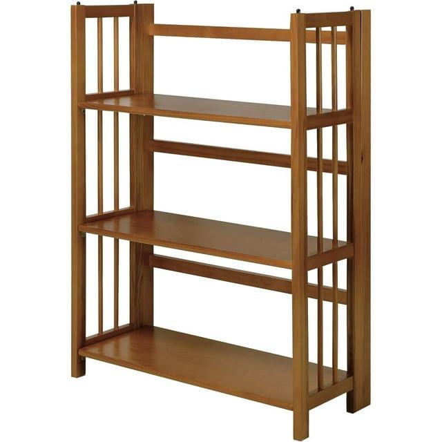 3 Shelf Folding Stackable Bookcase, 27.5" Wide, Espresso