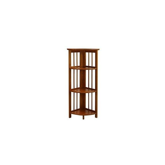 Yu Shan CO USA Ltd  4-tier corner folding bookcase  Honey Oak