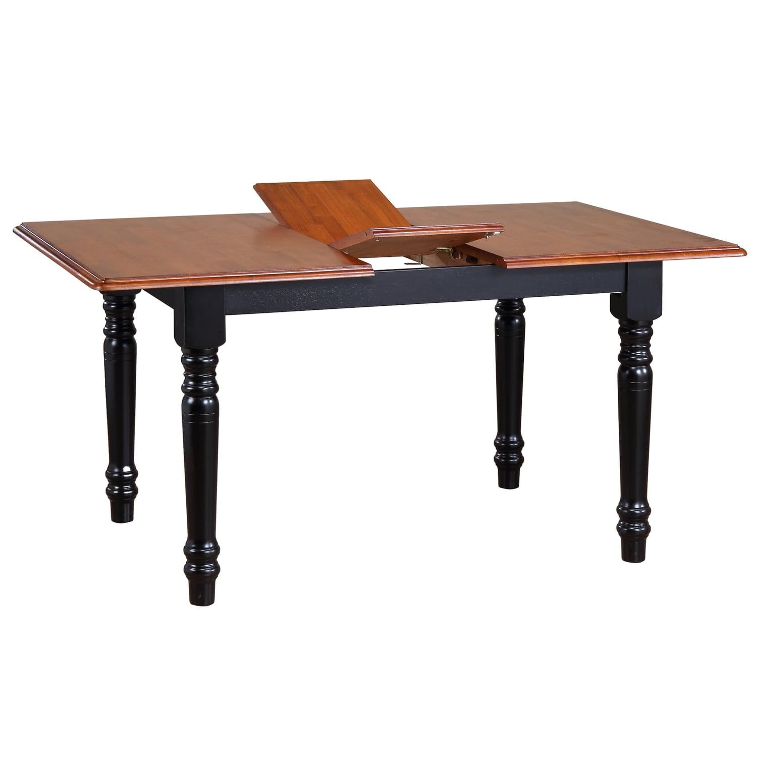 Cherry and Antique Black Extendable Farmhouse Dining Table