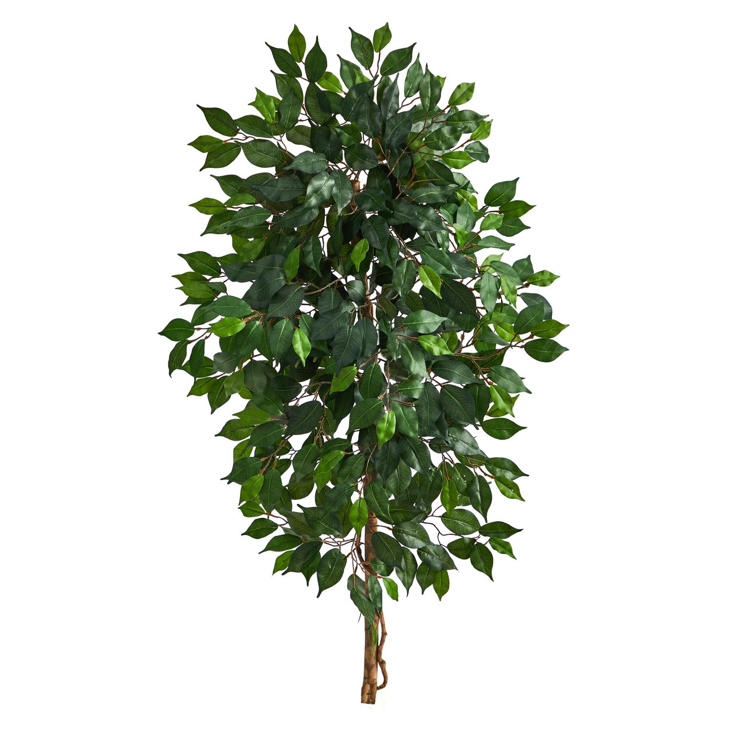 Elegant Lifelike Ficus Potted Tree in Variegated Green, 4ft