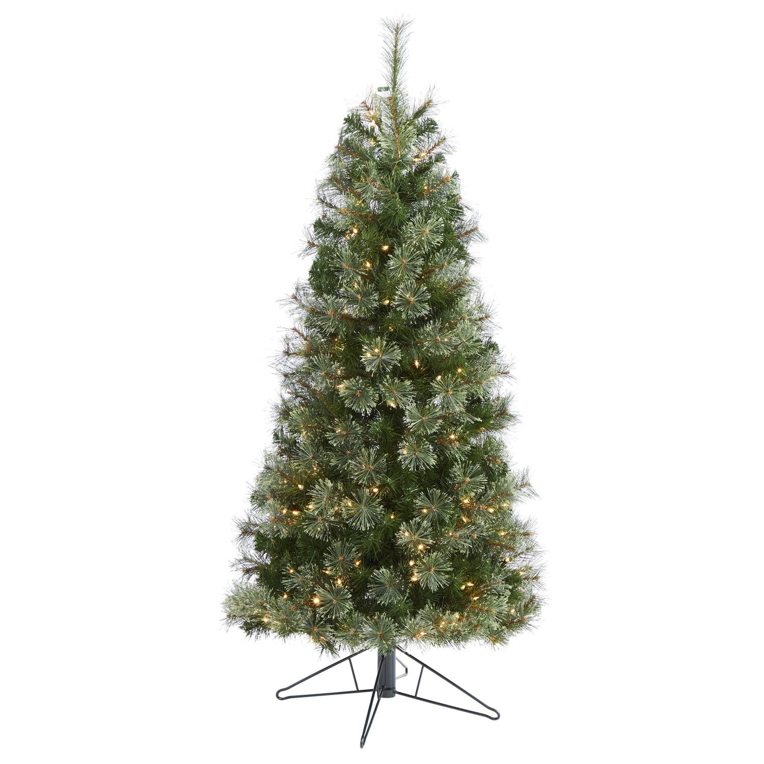 5-Foot Slim Green Artificial Christmas Tree with Warm White Lights