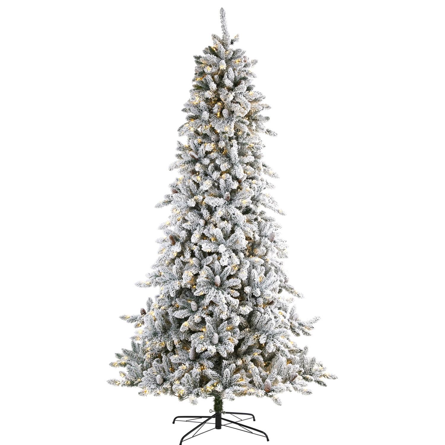 9ft Flocked White Douglas Fir Artificial Christmas Tree with LED Lights