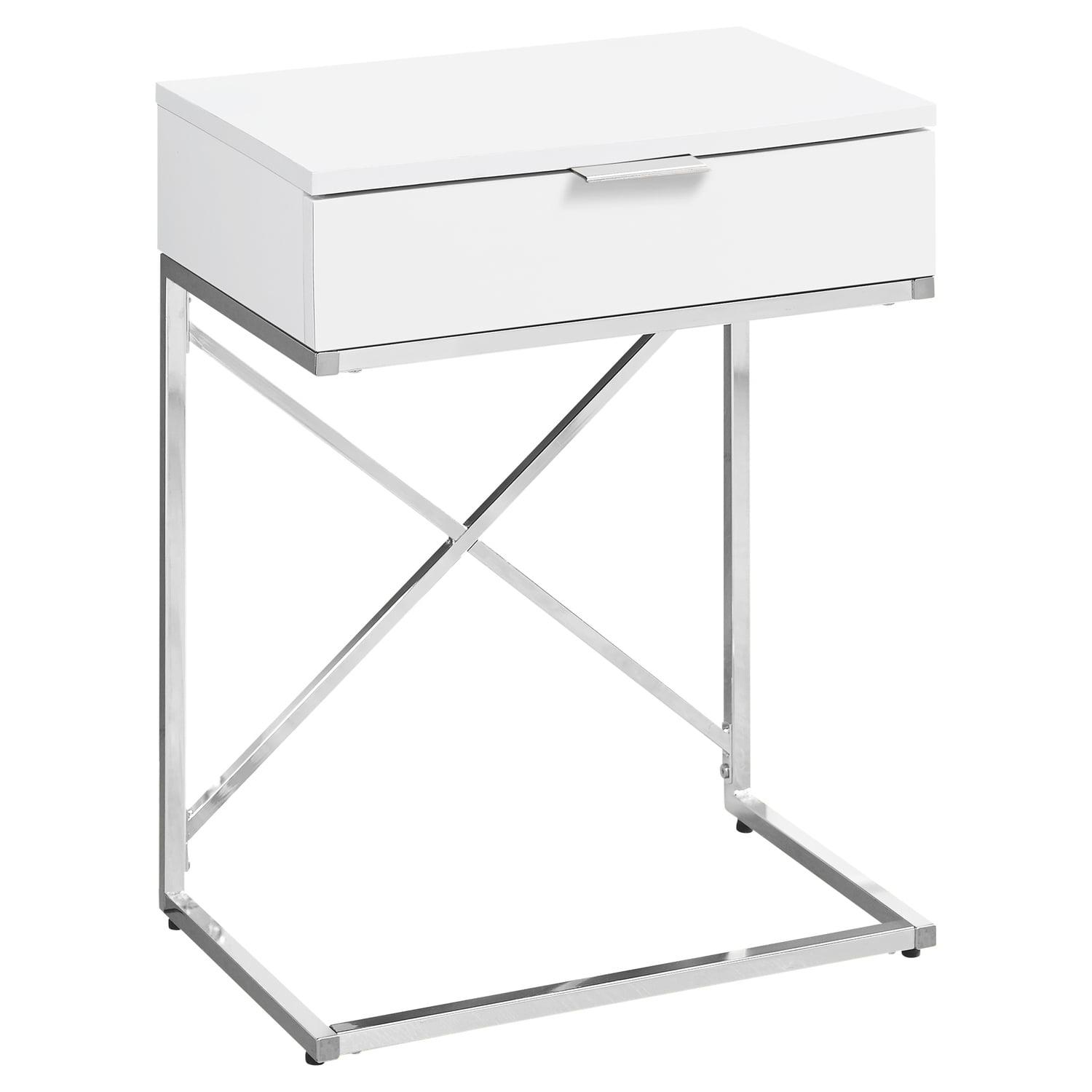 Monarch Specialties ACCENT TABLE - 24H / GLOSSY WHITE / CHROME METAL