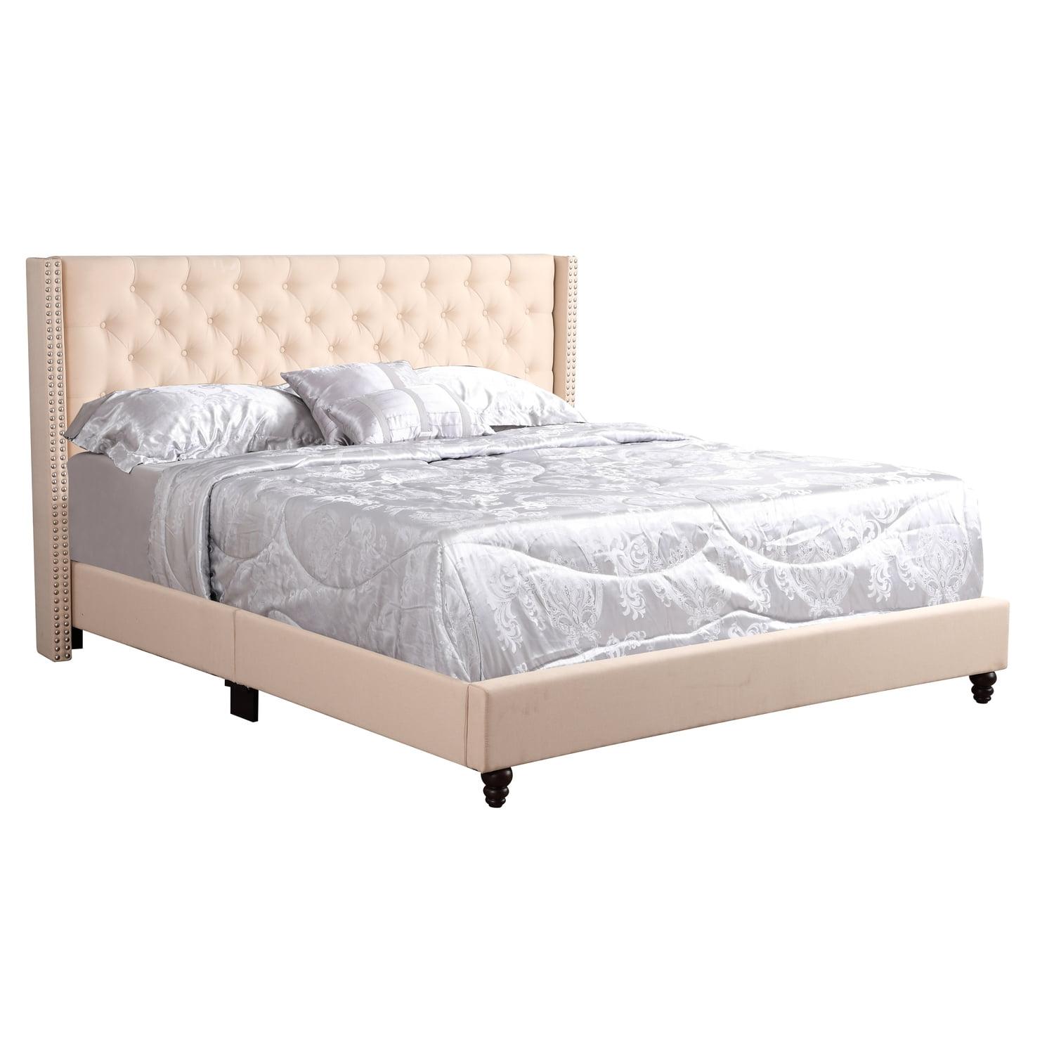 Glory Furniture Julie Fabric Upholstered King Bed in Beige