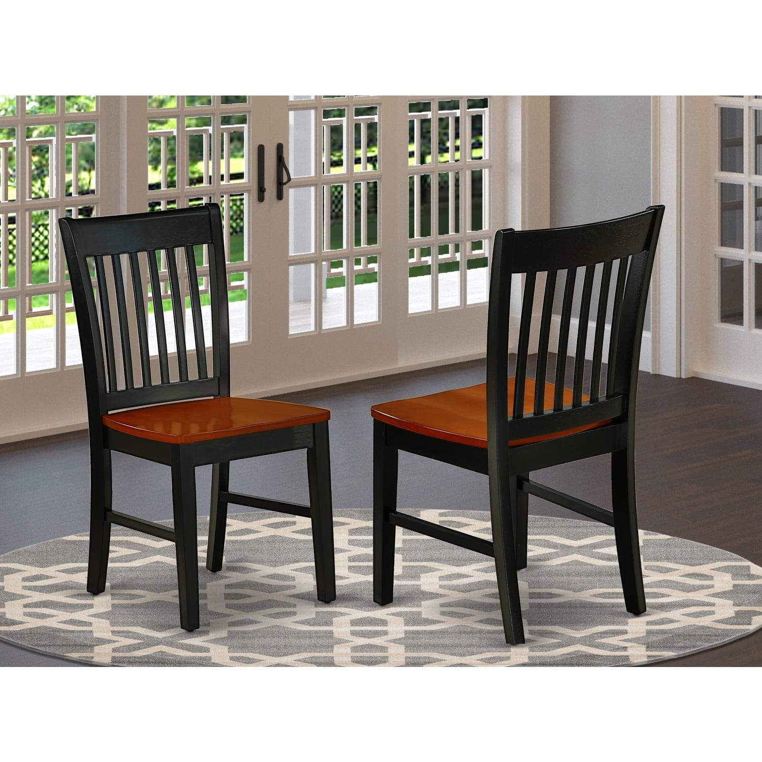 Norfolk Solid Wood Slat-Back Dining Chair in Black & Cherry, Set of 2