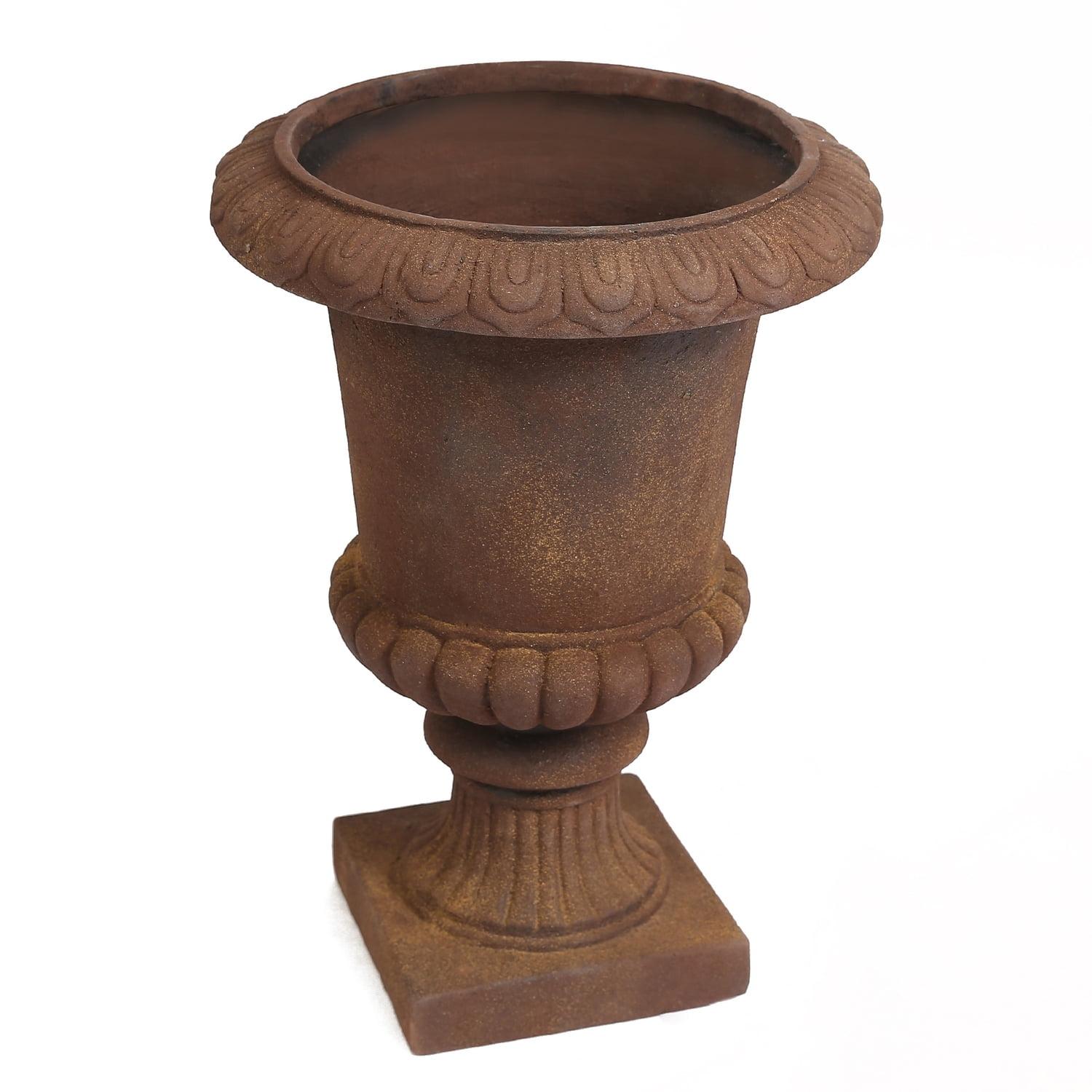 Rustic Brown 25" MgO Urn Planter for Indoor/Outdoor Decor