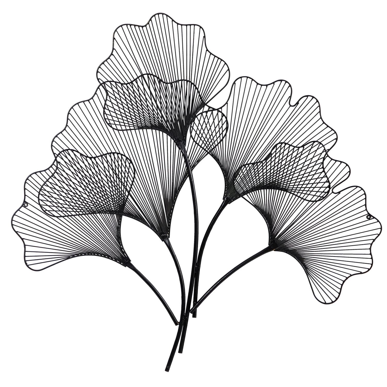 HomeStock Asian Allure 35In. Modern Ginkgo Leaf Metal Wall Art Decor