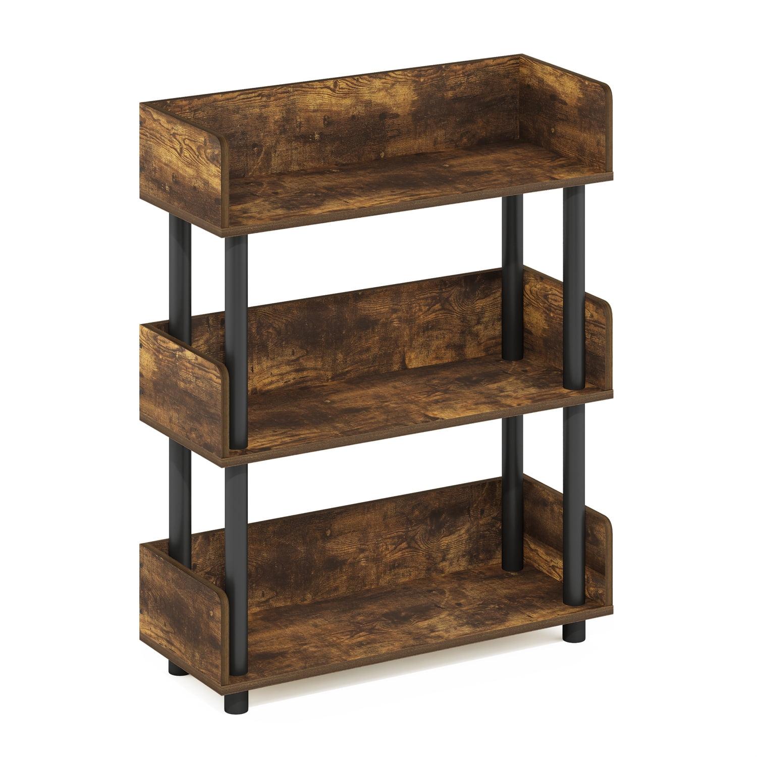 HomeStock Farmhouse Fresh 3-Tier Toolless Display Rack, Amber Pine/Black