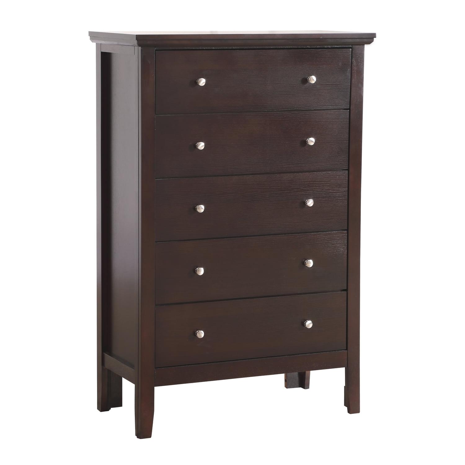 Espresso 5-Drawer Dresser with Dovetail Construction