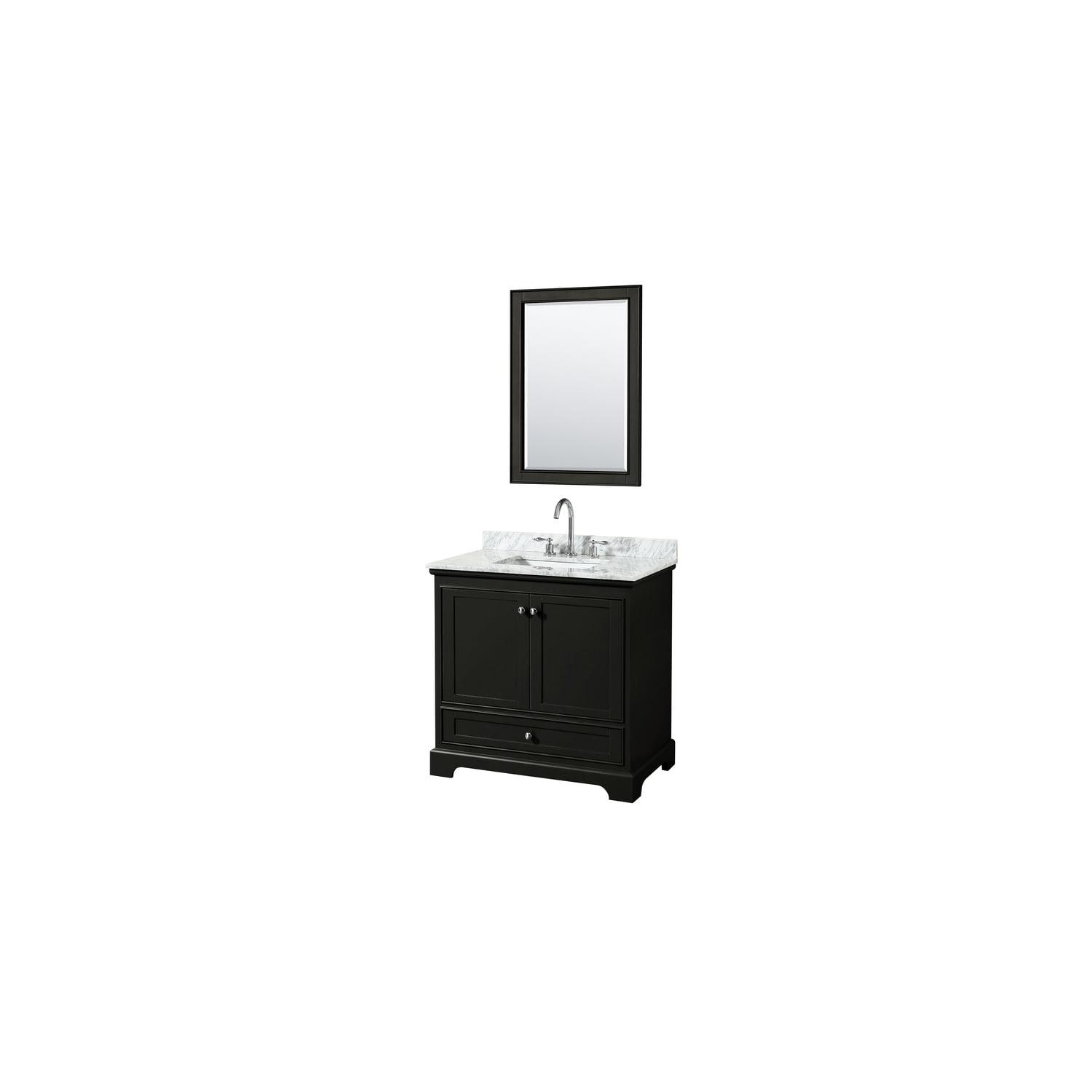 Wyndham Collection Deborah 36'' Single Bathroom Vanity with Marble Top with Mirror