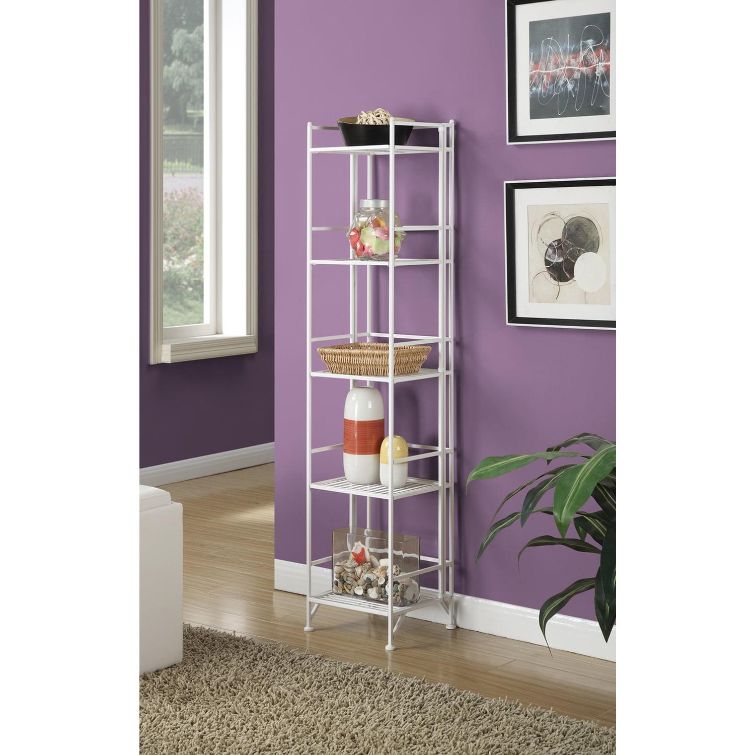 Convenience Concepts Xtra Storage 5 Tier Folding Metal Shelf, White