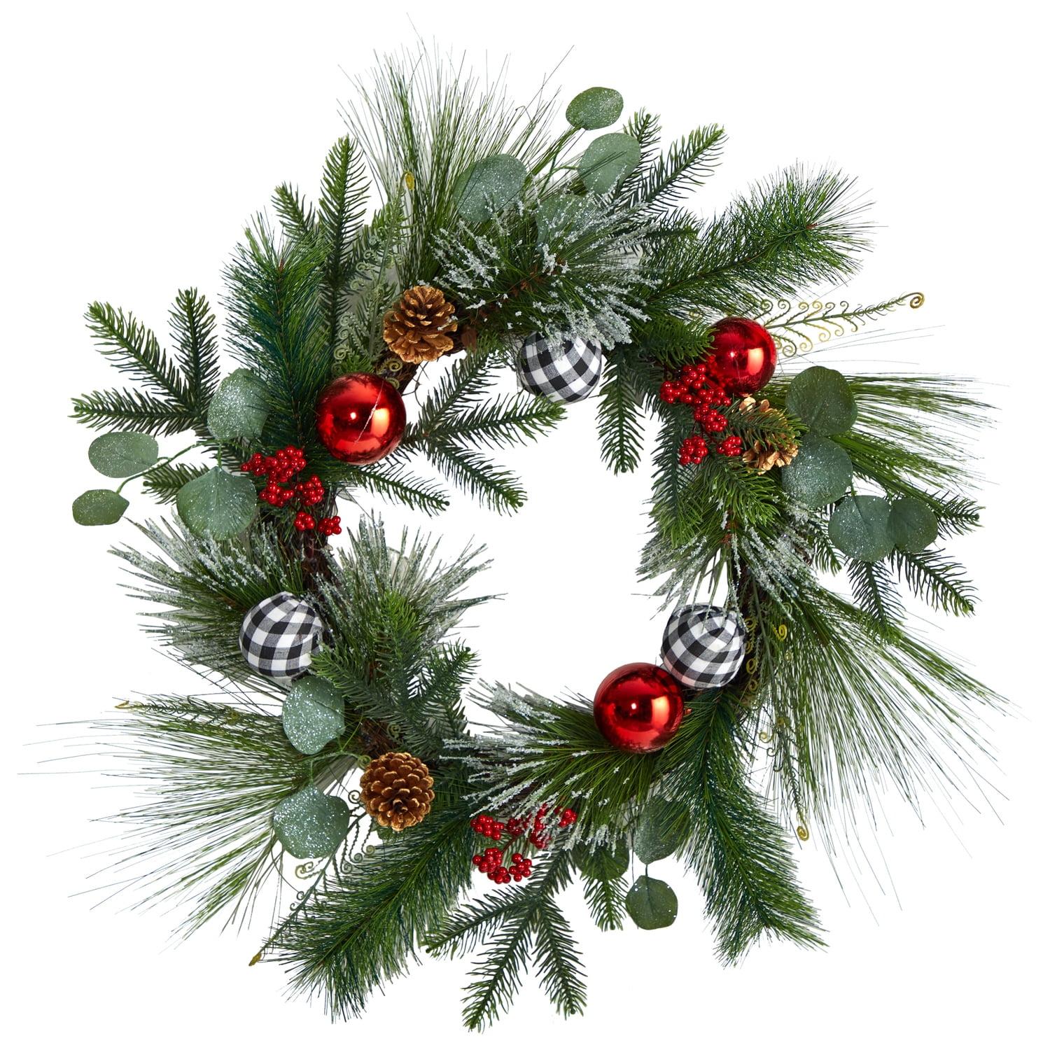 Bright Evergreen 22" Pinecone & Berry Artificial Christmas Wreath